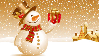 Snowman gift snowy village christmas - a gift free wallpaper