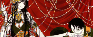 Couple people standing curtain beads - a red curtain free wallpaper