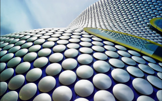 White circles building blue sky - a large amount free wallpaper