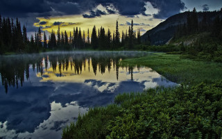 Lake forest mountains sunset clouds - ansel adams free wallpaper for desktop
