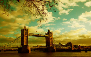 Bridge water sky clouds tree - christopher wren free wallpaper