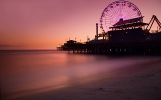 Ferris wheel pier ocean sunset - a ferris wheel free wallpaper