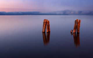 Hudson river wooden posts tranquil 2 - tranquil free wallpaper for desktop