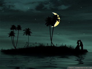 Full moon tropical island romantic 2 - a full moon free wallpaper for desktop