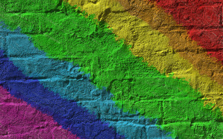 Rainbow brick wall rainbow painting - graffiti free wallpaper