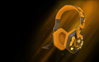Headphones yellow black design concept - a pair of headphones free wallpaper