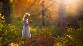 Little girl white dress dandelion - a little girl free wallpaper for desktop