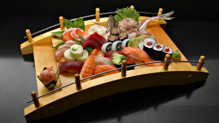 Wooden boat sushi table black - gutai group free wallpaper for desktop