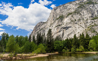 Mountain river trees clouds blue 3 - ansel adams free wallpaper for desktop
