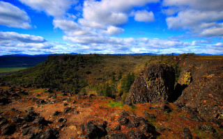 Rocky cliff blue sky clouds - rock and grass free wallpaper for desktop