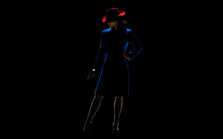 Woman blue dress red hat 3 - the dark free wallpaper for desktop
