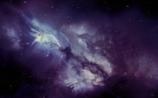 Space colorful stars clouds aurora - blue center free wallpaper