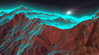 Moonlit blue mountain range glowing - barclay shaw free wallpaper