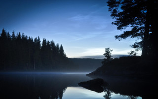 Lake tree line blue sky - arvid nyholm free wallpaper