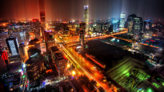 City lights night holography bridge - cao buxing free wallpaper