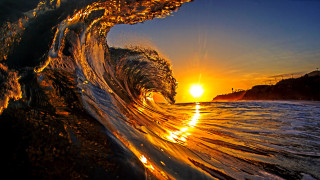 Sunset wave ocean fire flame - shining free wallpaper for desktop