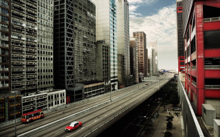 Red bus cityscape tokyo architecture - andreas gursky free wallpaper for desktop