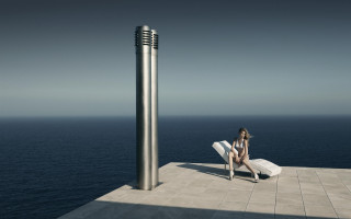 Surrealist sculpture ocean horizon woman - a chair next free wallpaper