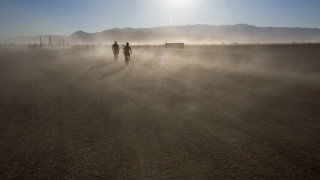 Desert walking fog sunshine scene - the middle of a desert free wallpaper