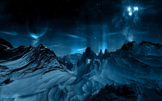 Mountain sky stars moon snow - snow and ice free wallpaper