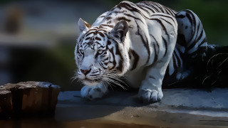 White tiger walking water tree 3 - a white tiger free wallpaper