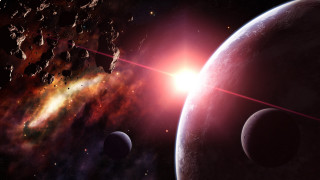 Space planet star moon galaxy - a space scene free wallpaper