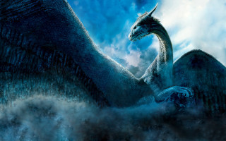 Dragon wings spread clouds head - its wing free wallpaper