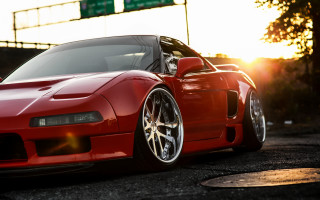 Red sports car sunset front - eddie mendoza free wallpaper