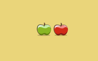 Two apples yellow background red - fructose free wallpaper