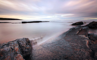 Long exposure water rocks cloudy - rock free wallpaper