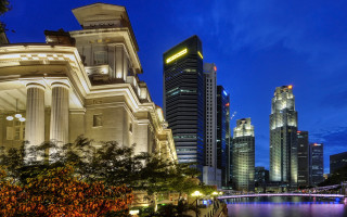Cityscape night bridge river lights - a bridge and buildings free wallpaper