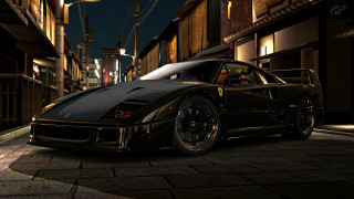 Black sports car city street 4 - dark night free wallpaper