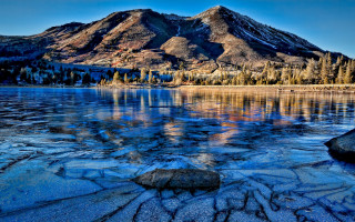 Mountain reflection lake trees sky 7 - ansel adams free wallpaper