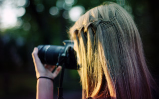 Woman camera lens forest blurry - a camera len free wallpaper
