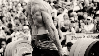 Man shirtless lifting barbell crowd - mitchell mohrhauser free wallpaper