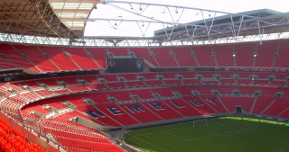 Stadium red seats soccer field - a stadium free wallpaper