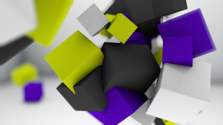 Colorful blocks floating abstract render - the middle of the image free wallpaper
