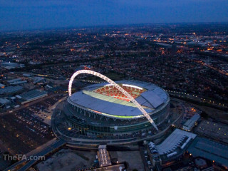 Aerial night stadium curved roof - roof free wallpaper