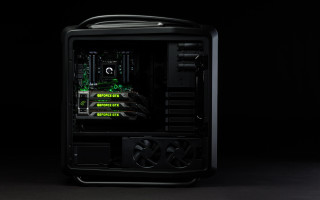 Black computer case green lights 2 - ray free wallpaper for desktop