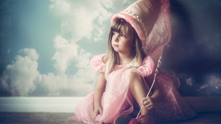 Pink girl umbrella fantasy starry - fantasy magic free wallpaper for desktop