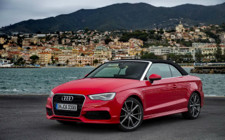 Red convertible city lake mountains - convertible free wallpaper for desktop