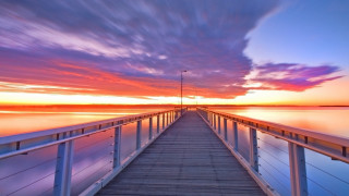 Long pier sunset clouds sky - a long pier free wallpaper