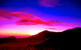 Sunset mountain range pink blue - sky in the foreground free wallpaper