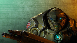 Robot gun biomechanical steampunk scifi - a green background behind free wallpaper