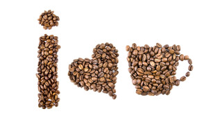 Love coffee beans white background - a word free wallpaper for desktop
