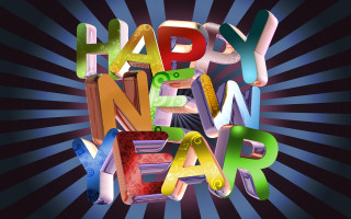 Happy new year colorful typographic - typographic free wallpaper for desktop