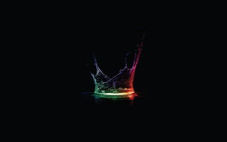 Colorful water splash black background 2 - volumetric free wallpaper