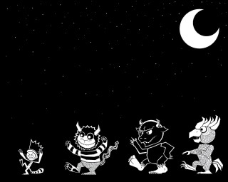 Cartoon characters moon starry sky - ed roth free wallpaper for desktop