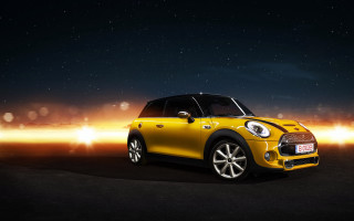 Yellow mini cooper starry night - mini free wallpaper