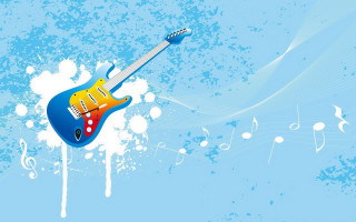 Blue guitar music notes funk - a yellow top free wallpaper